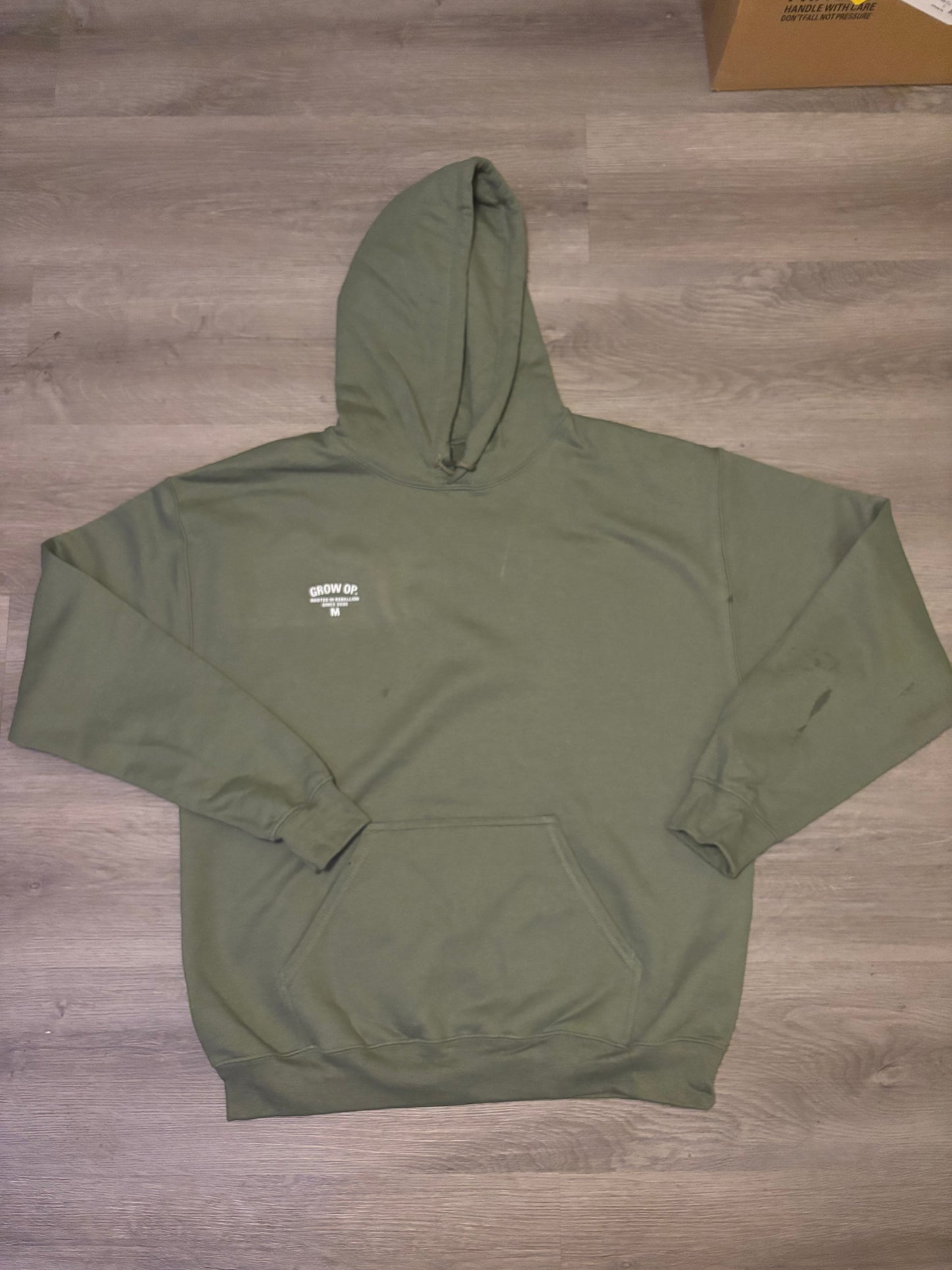 Grow Op. “Rooted in Rebellion” Hoodie – Olive