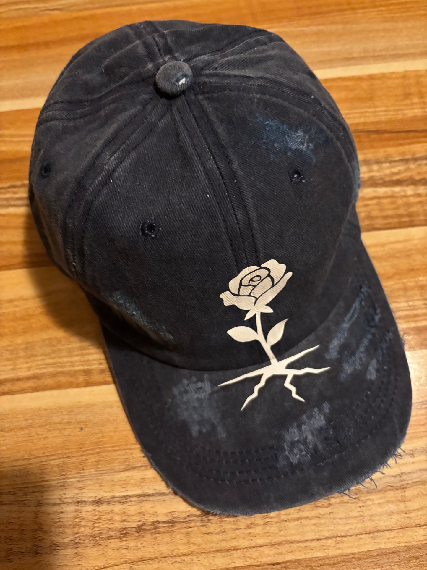 Rooted Rose Distressed Cap SET– White, Blue Jean, Stonewashed Grey, & Black