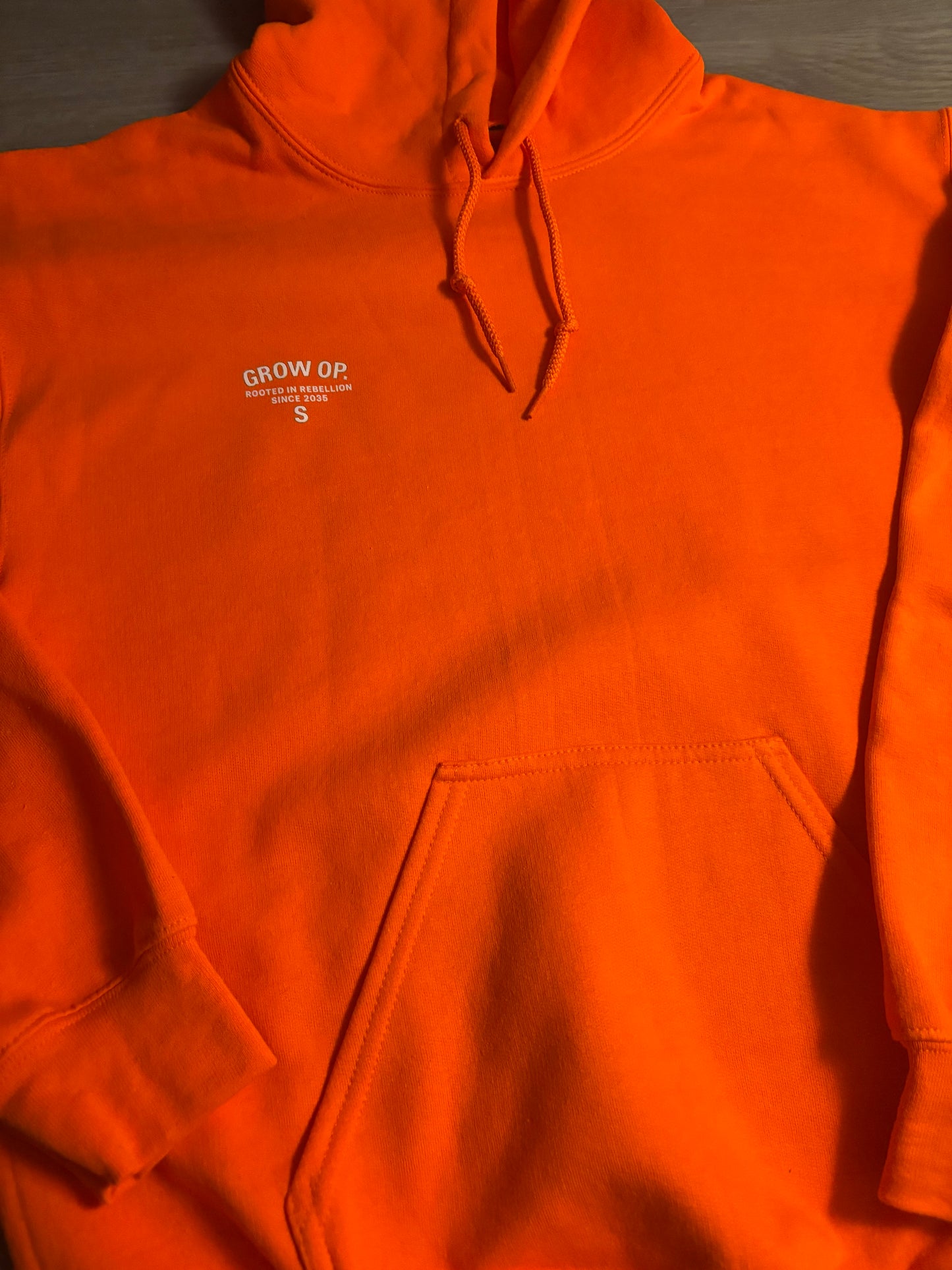 Grow Op. “Rooted in Rebellion” Hoodie – Blaze Orange