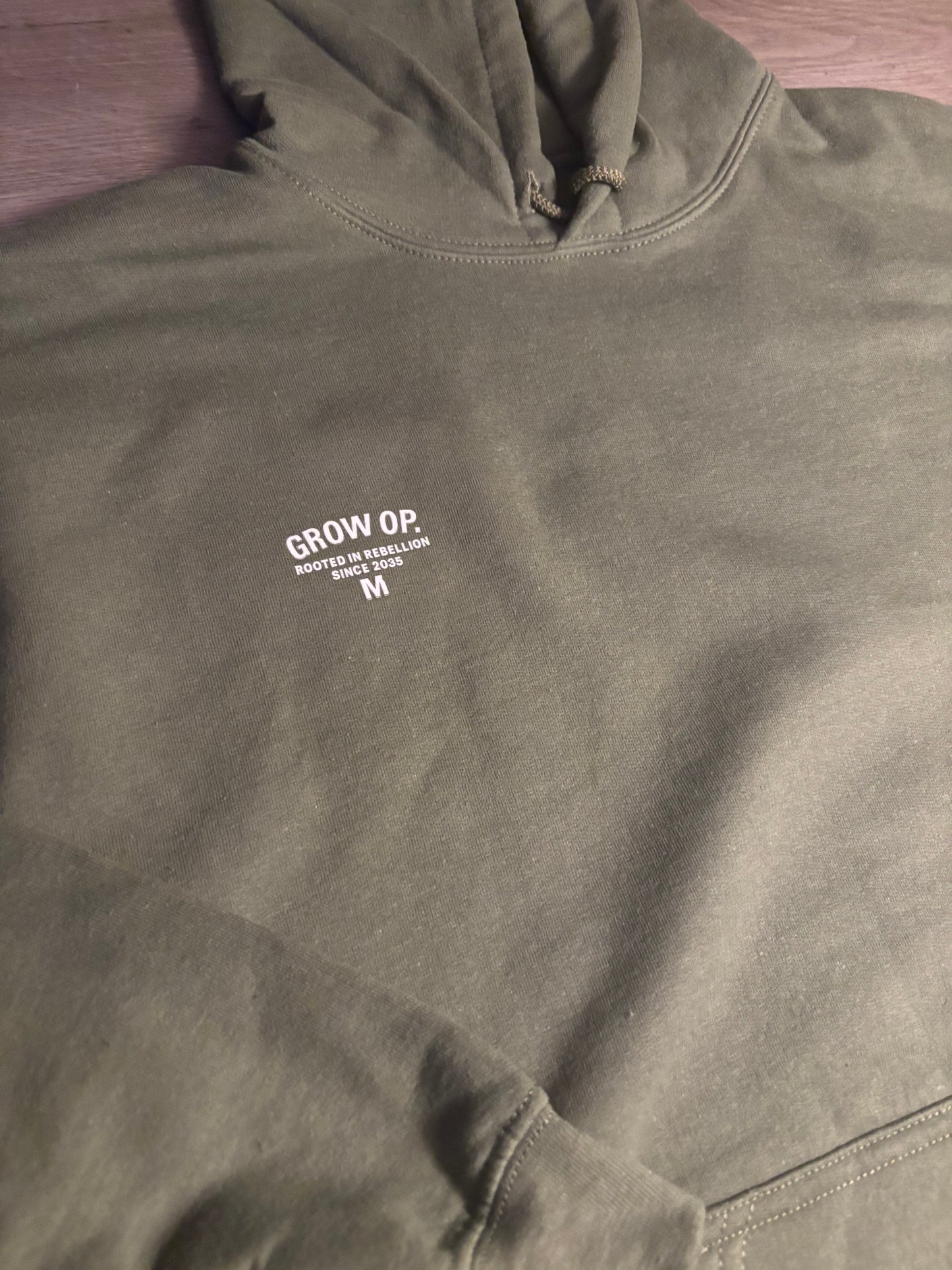 Grow Op. “Rooted in Rebellion” Hoodie – Olive