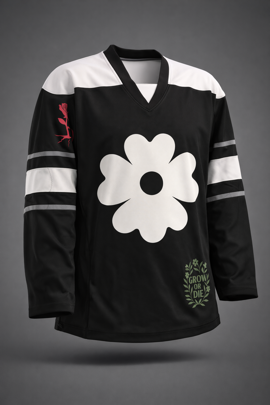 Grow Op. Hockey Jersey – Black/White/Olive