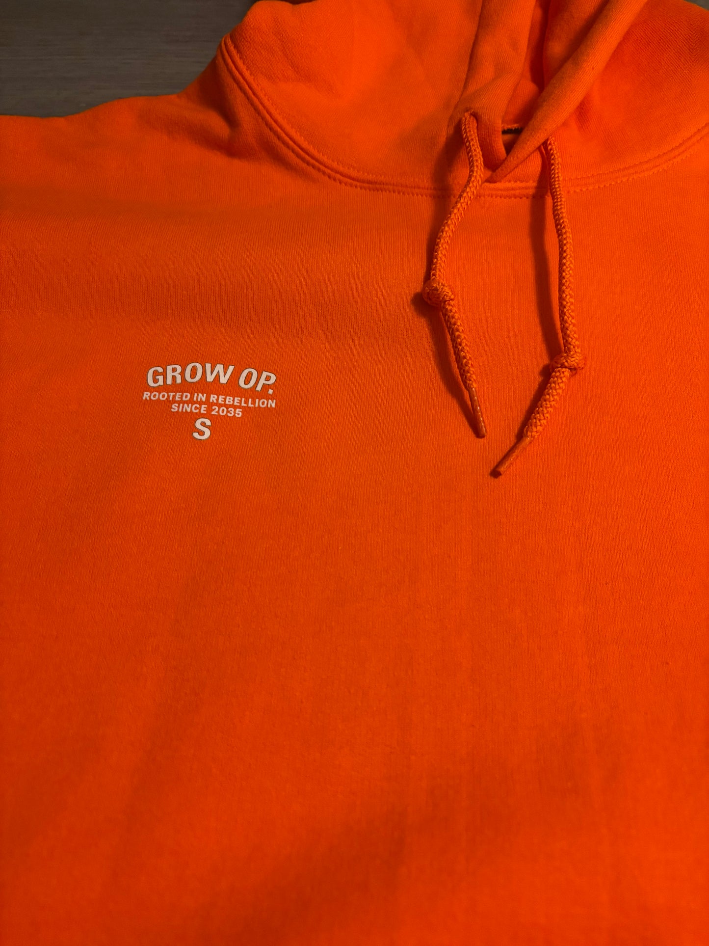 Grow Op. “Rooted in Rebellion” Hoodie – Blaze Orange