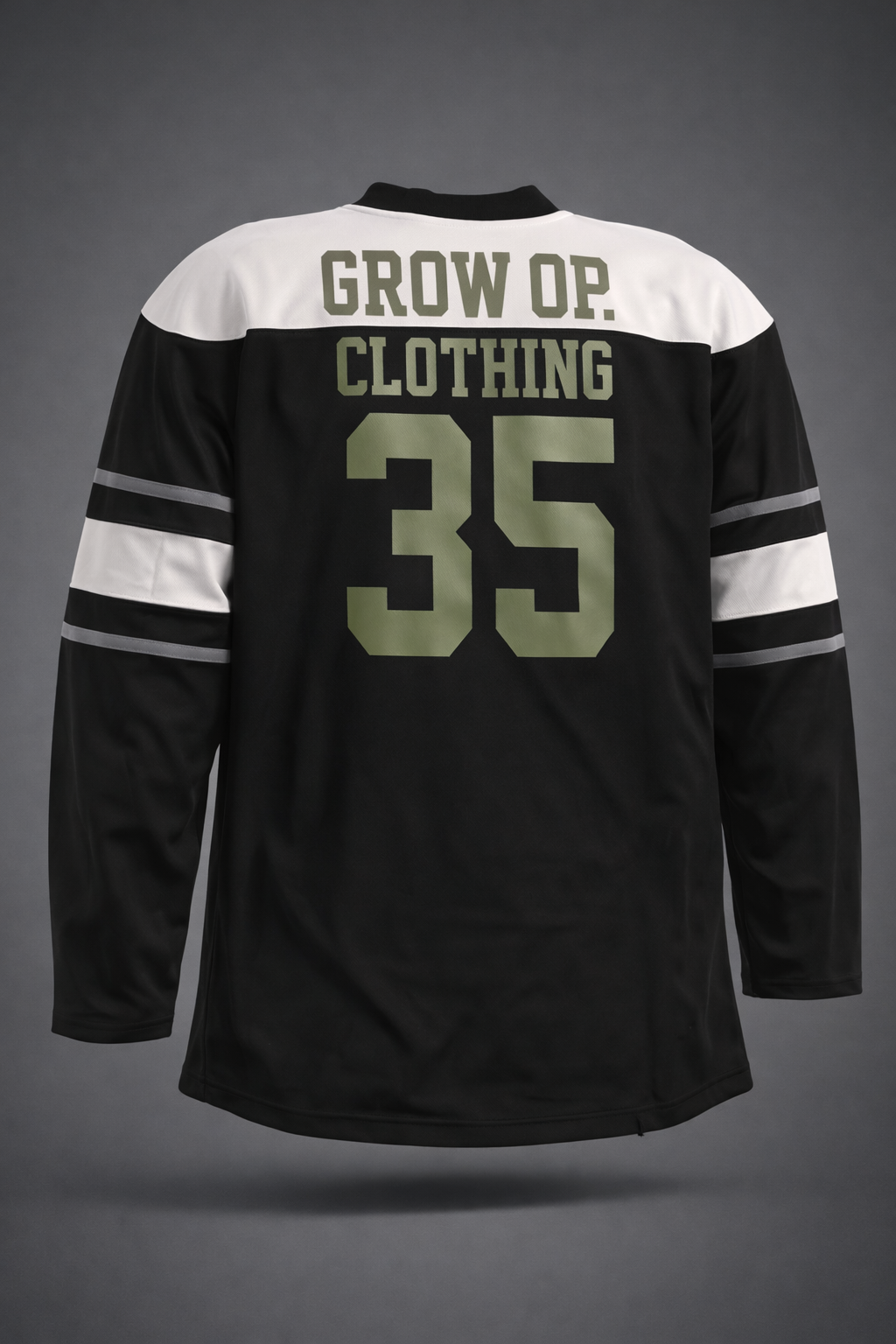 Grow Op. Hockey Jersey – Black/White/Olive