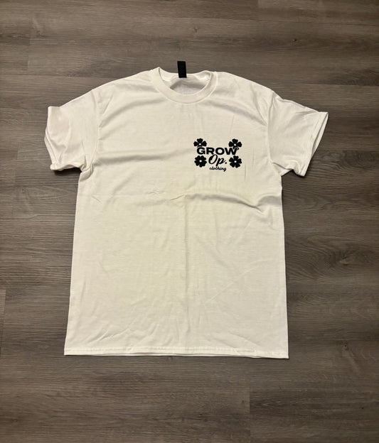 Grow Op. Floral Logo Tee – White