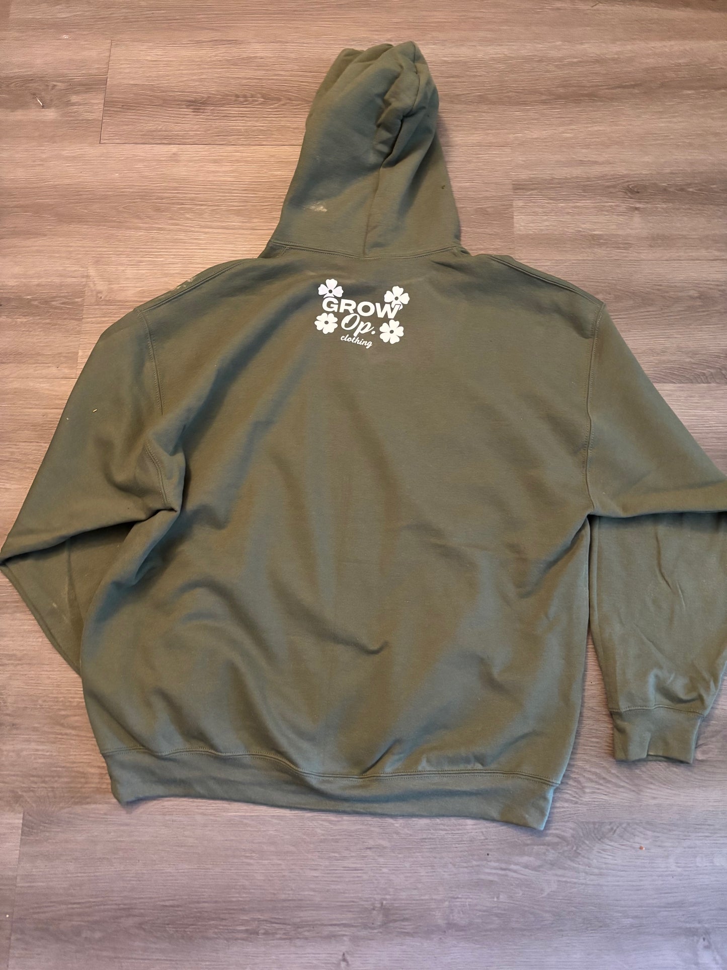 Rooted Rose Hand-Dye Hoodie – Olive/White